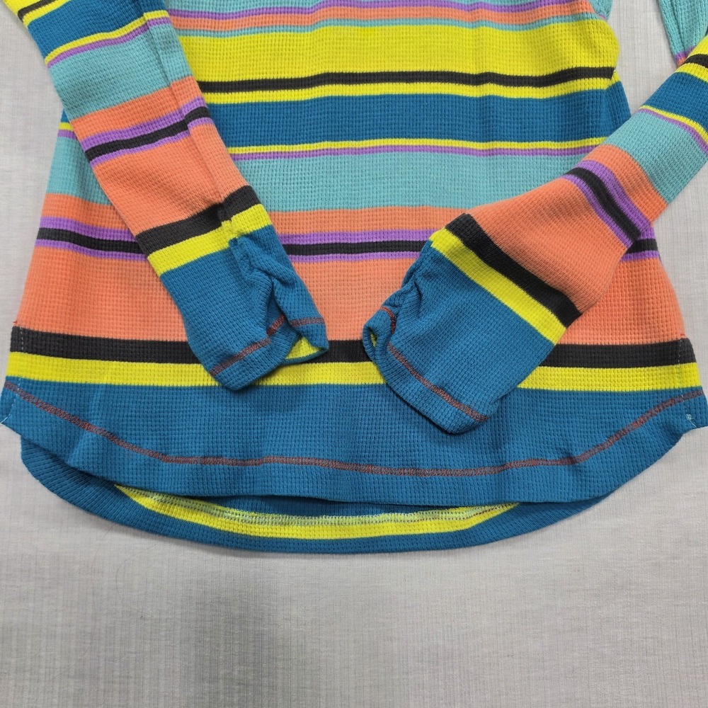 Nike Multicolor Striped Waffle Knit Ruched Hoodie Long Sleeve Shirt L Skate Y2K - Picture 4 of 9